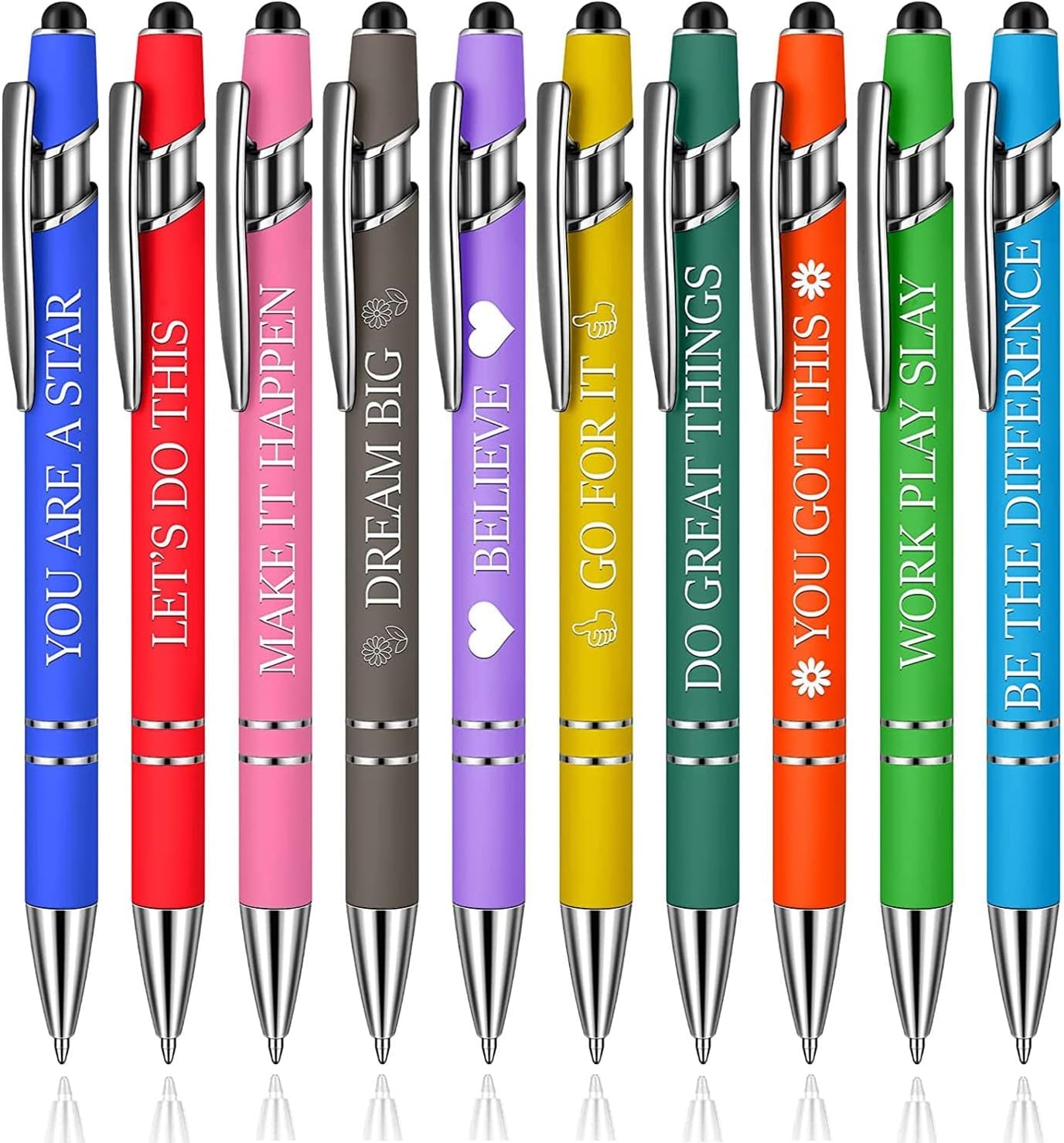 11PCS Funny Pens, Describing Mentality Daily Pen Set, Retractable Pure Color Pastel Gel Ballpoint Pens, 0.5Mm Fine Point Ink Pens for Office School Writing Journaling Taking Notes