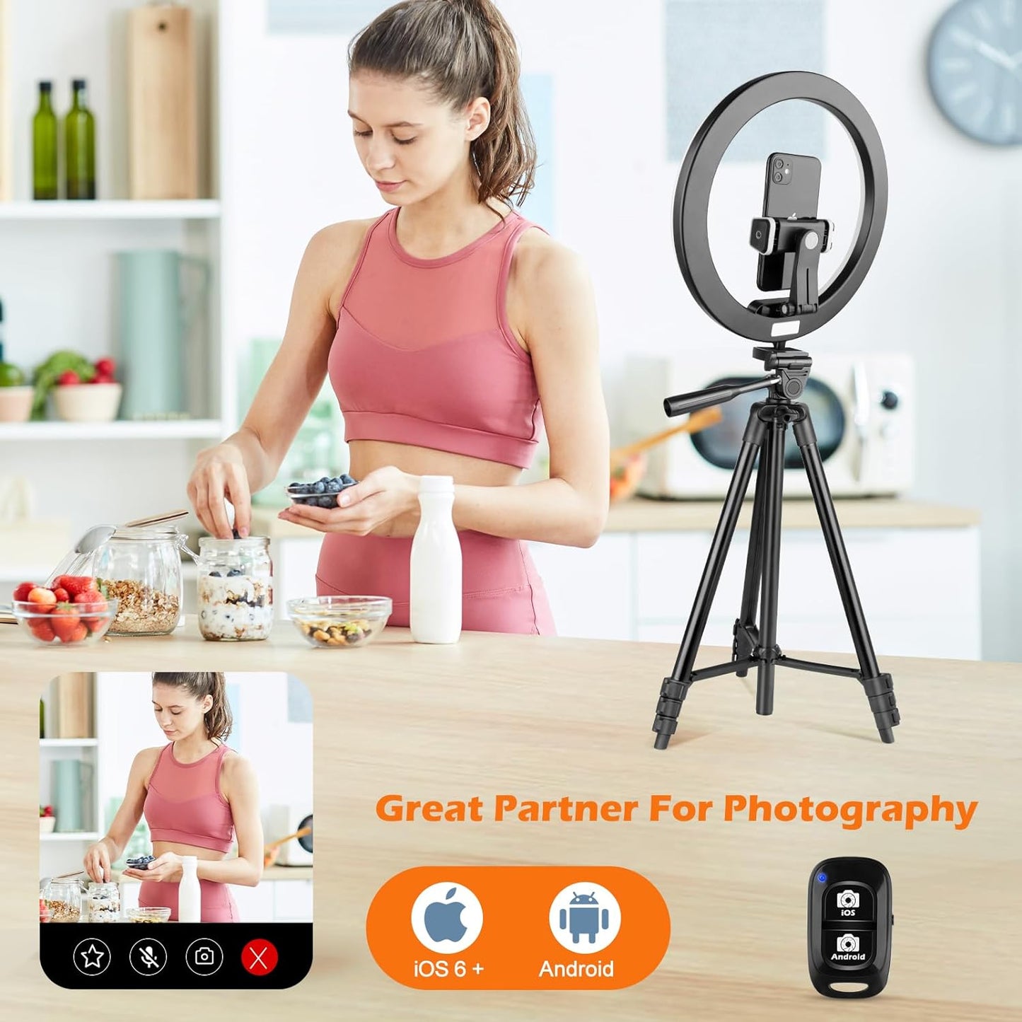 12-Inch LED Ring Light with Adjustable Tripod Stand and Phone Holder for Photography, Videography, YouTube, and TikTok