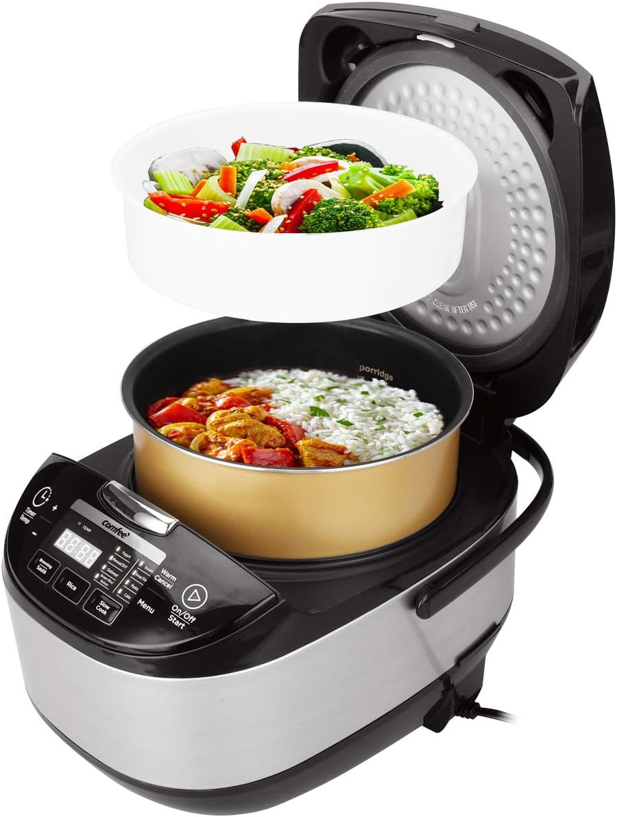Rice Cooker, Asian Style Large Rice Cooker with Fuzzy Logic Technology, 11 Presets, 10 Cup Uncooked/20 Cup Cooked, Auto Keep Warm, 24-Hr Delay Timer