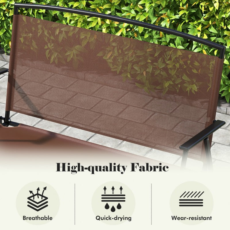 2-Person Folding Outdoor Garden Bench with Backrest and Armrests