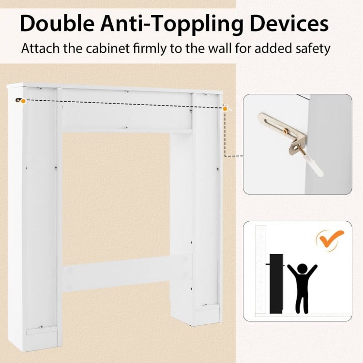 Over-the-Toilet Storage Cabinet with Dual Open Compartments and Four Adjustable Shelves