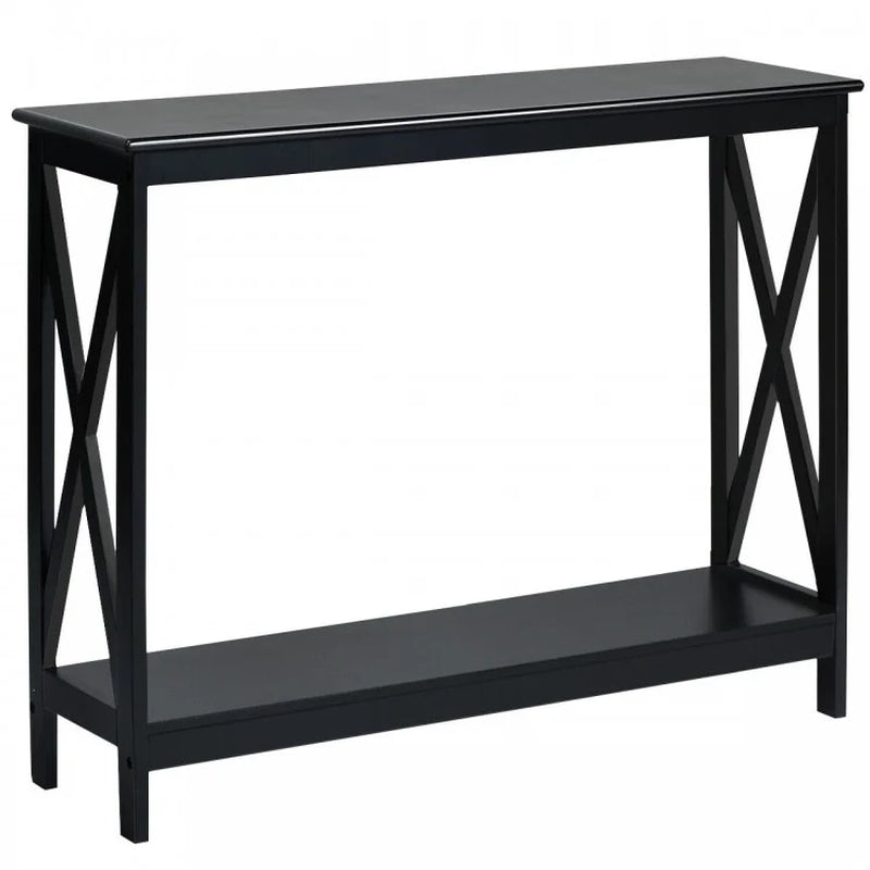2-Tier X-Design Console Table for Sofa Side Accent