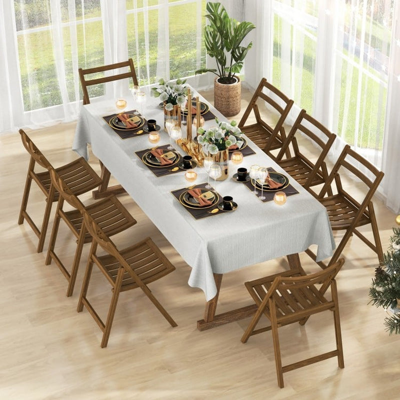 Set of 2 Folding Dining Chairs with Rubberwood Frame and Slatted Seat