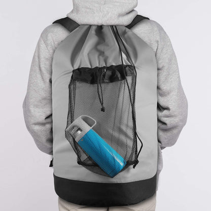 Nylon Laundry Backpack with Shoulder Straps and Mesh Pocket