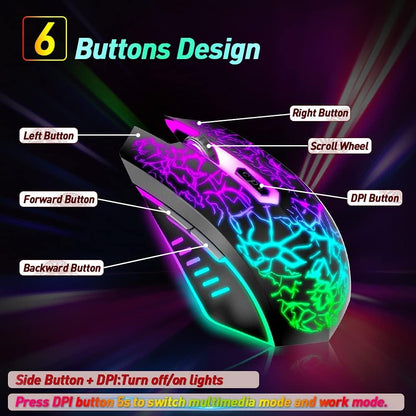 Gaming Mouse Ergonomic Wired Computer Mouse with 7 Colors LED Backlight, 4 DPI Settings up to 3600 DPI Compatible for Chromebook Windows 7/8/10/11 Xp/Mac/Linux Gamer/Notebook/Macbook