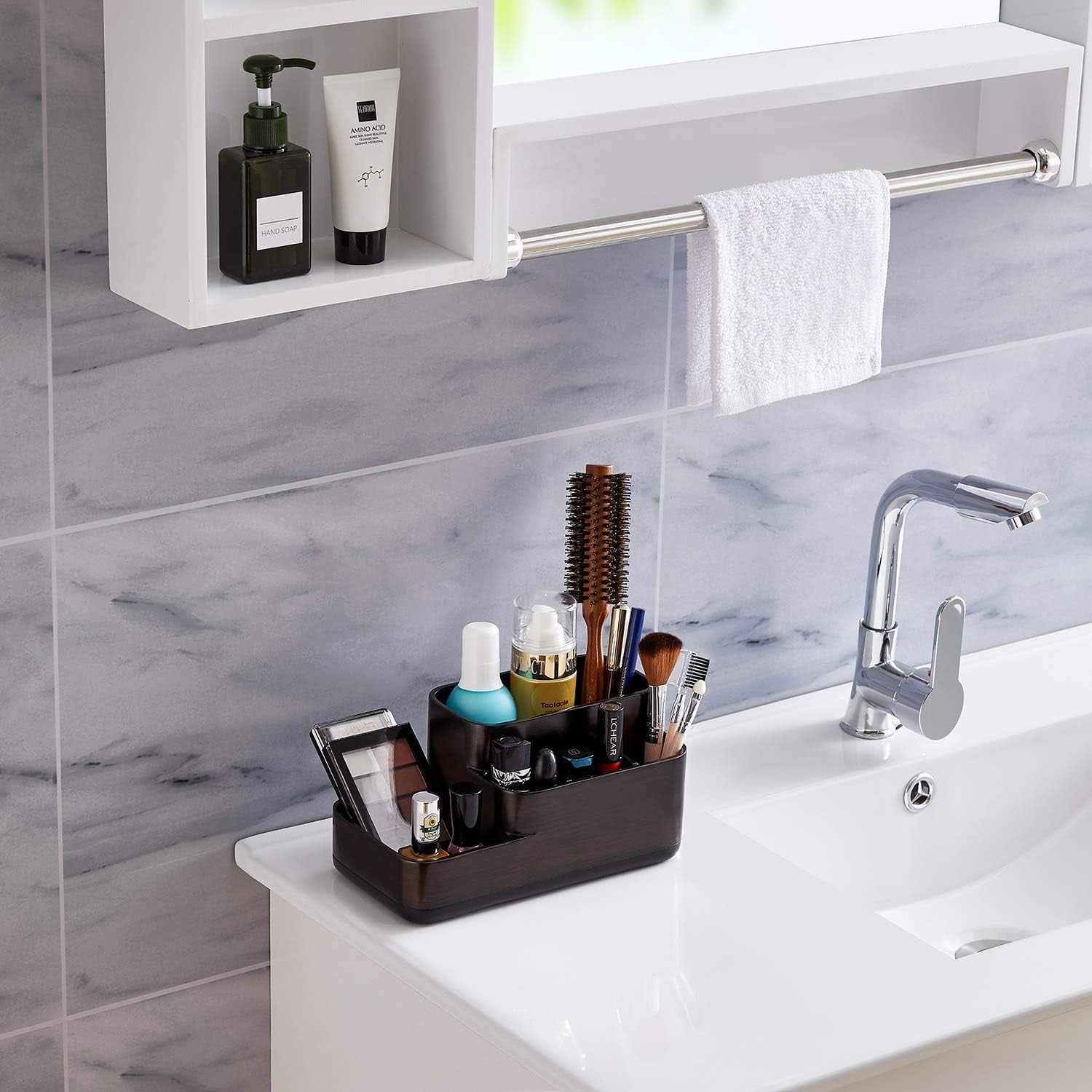 Elegant Bathroom Organizer for Electric Toothbrush and Toothpaste - Oil Rubbed Bronze Countertop Storage Solution