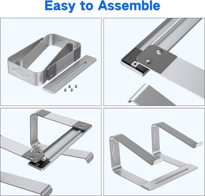 Metal Laptop Stand for Desk - Removable and Ventilated Riser Compatible with 10-15.6” Laptops