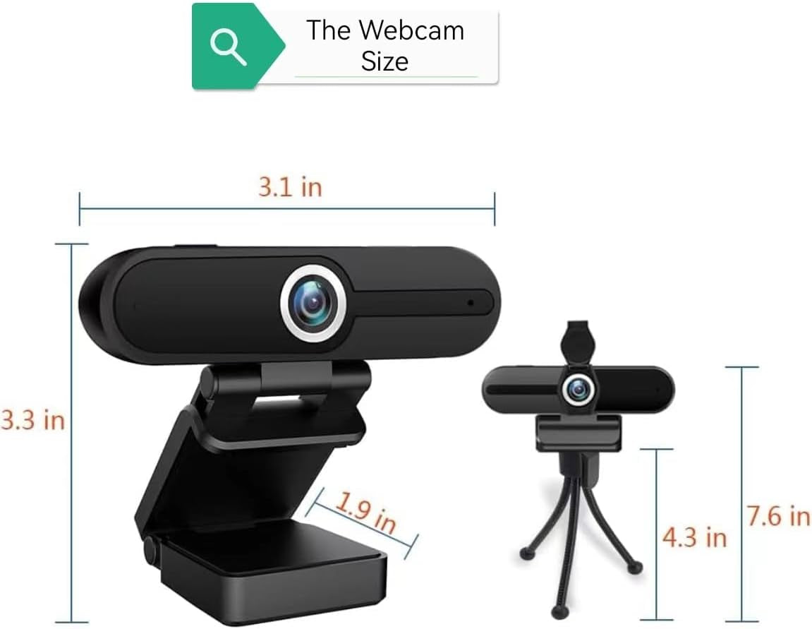 4K Ultra HD Webcam with Microphone and Mini Tripod, 8 Megapixel Streaming Camera for Laptop and Desktop, Featuring Privacy Shutter