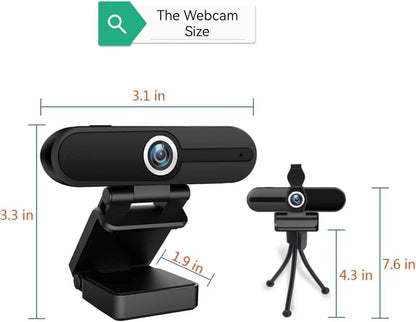 4K Ultra HD Webcam with Microphone and Mini Tripod, 8 Megapixel Streaming Camera for Laptop and Desktop, Featuring Privacy Shutter