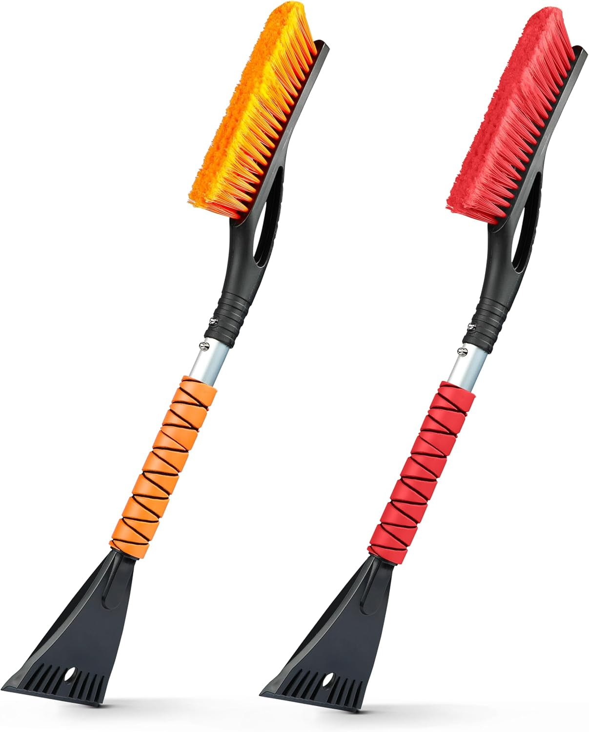 27-Inch Aluminum Snow Brush - Ice Scraper, Automotive Windshields, Windows | Ergonomic Foam Grip Winter Accessory 