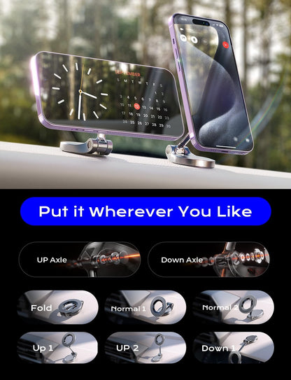 Car Mount - 24 Strong Magnets, 360° Rotating Magnetic Phone Holder -16 Pro Max, 15, 14, 13, 12, Compatible with MagSafe Cases