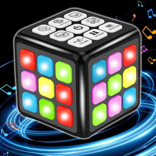 Electronic Memory and Brain Games Cube for Boys Aged 8+: Handheld Toy with Light and Music 