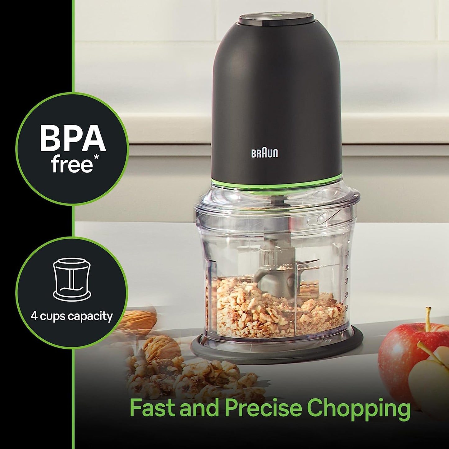  Mini Food Processor, 4-Cup Capacity, Black 