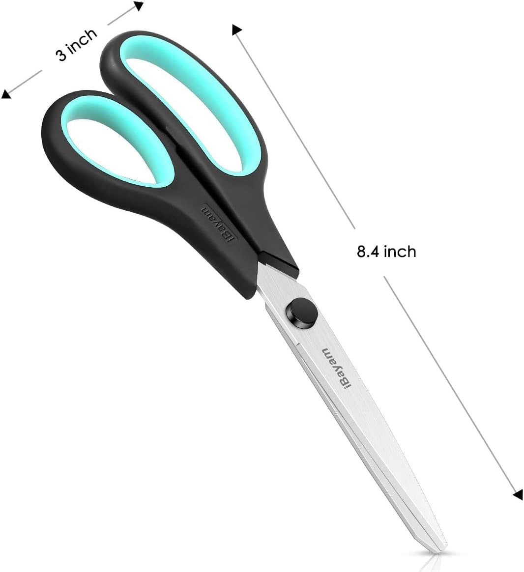 3-Pack of 8-Inch Heavy-Duty Scissors with Ultra-Sharp Blades and Ergonomic Comfort Grip Handles for Office, Home, School, Sewing, and Crafting