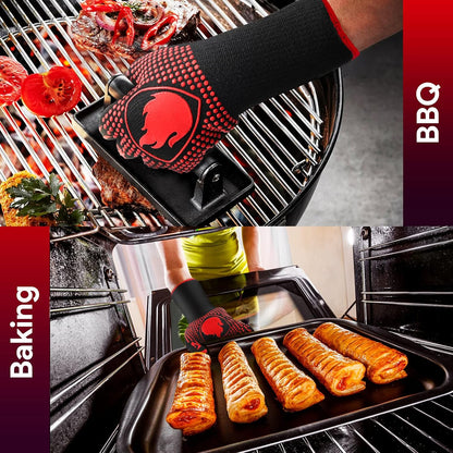 Professional Heat Resistant BBQ Gloves - 1472℉ Silicone Oven Mitts for Grilling, Baking, and Welding (Pair)