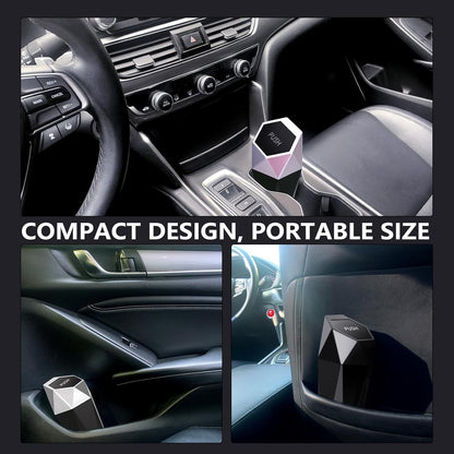 Car Trash Can with Lid - Set of 2 Mini Cup Holder Trash Bins, Leakproof, Includes 2 Hooks and 90 Trash Bags - Black