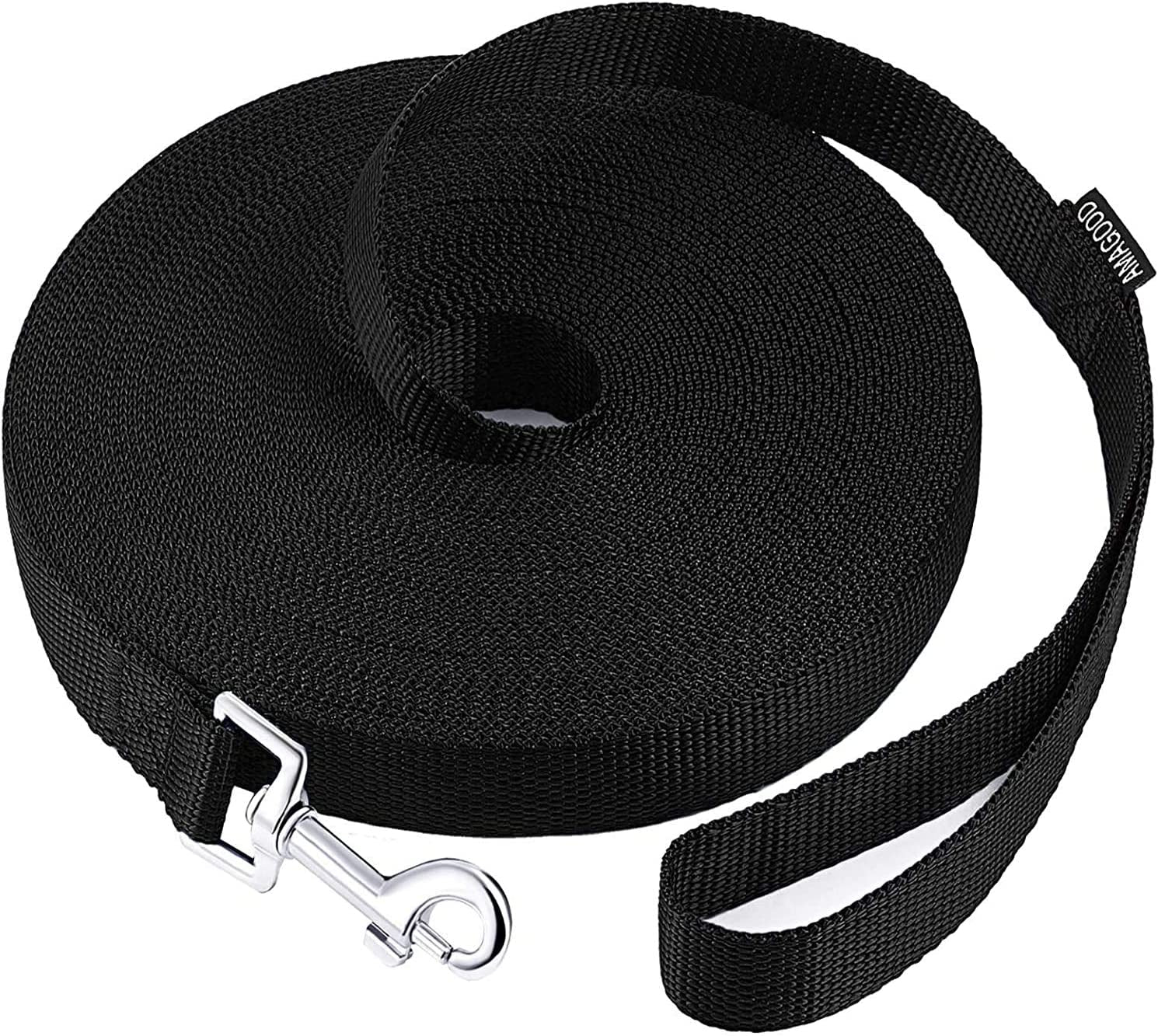 Dog Obedience Recall Training Agility Lead - 15 Ft Lead Training, Tie Out, Play, Safety, and Camping (15 Feet, Black)