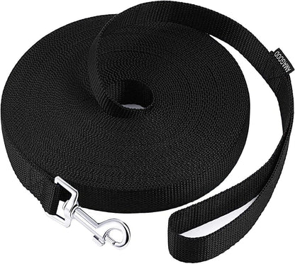 Dog Obedience Recall Training Agility Lead - 15 Ft Lead Training, Tie Out, Play, Safety, and Camping (15 Feet, Black)