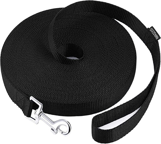 Dog Obedience Recall Training Agility Lead - 15 Ft Lead Training, Tie Out, Play, Safety, and Camping (15 Feet, Black)