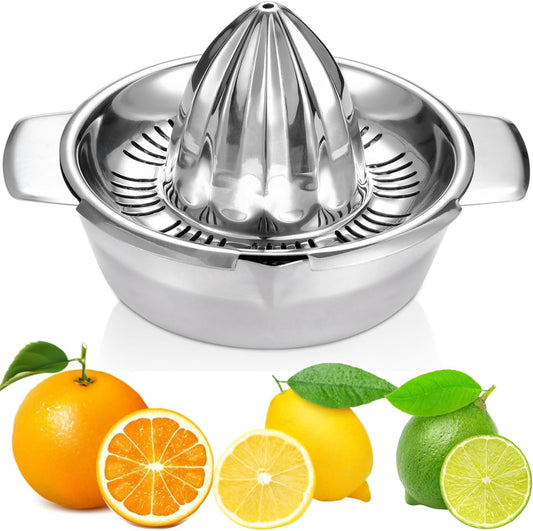 Manual Stainless Steel Citrus Juicer with Juice Strainer and 12 OZ Bowl, Dishwasher Safe, Heavy Duty, Anti-Rust Design
