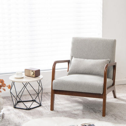 Contemporary Accent Chair Featuring a Rubber Wood Frame and Lumbar Support Pillow