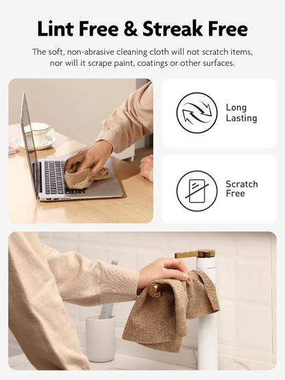Microfiber Cleaning Cloth Roll - 40 Tear-Away Towels, 30x30 cm, Reusable, Washable, Scratch-Free Ultra Absorbent Dish Rags (Tan)