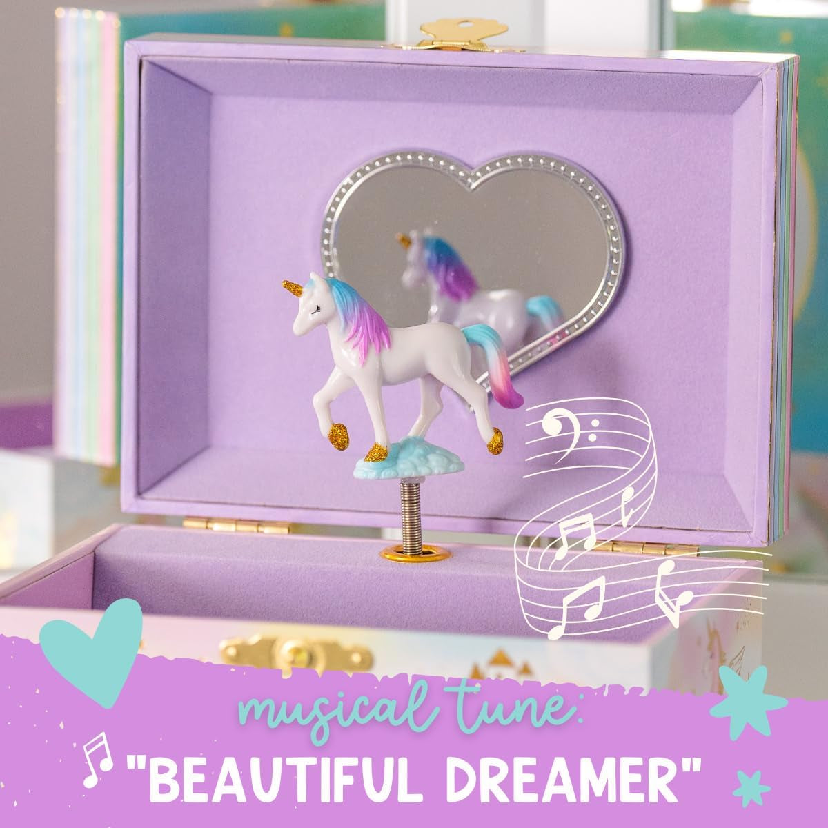 Musical Unicorn Jewelry Box for Girls - Enchanting Spinning Unicorn Music Box, Ages 3+ Dimensions: 6 x 4.7 x 3.5 inches