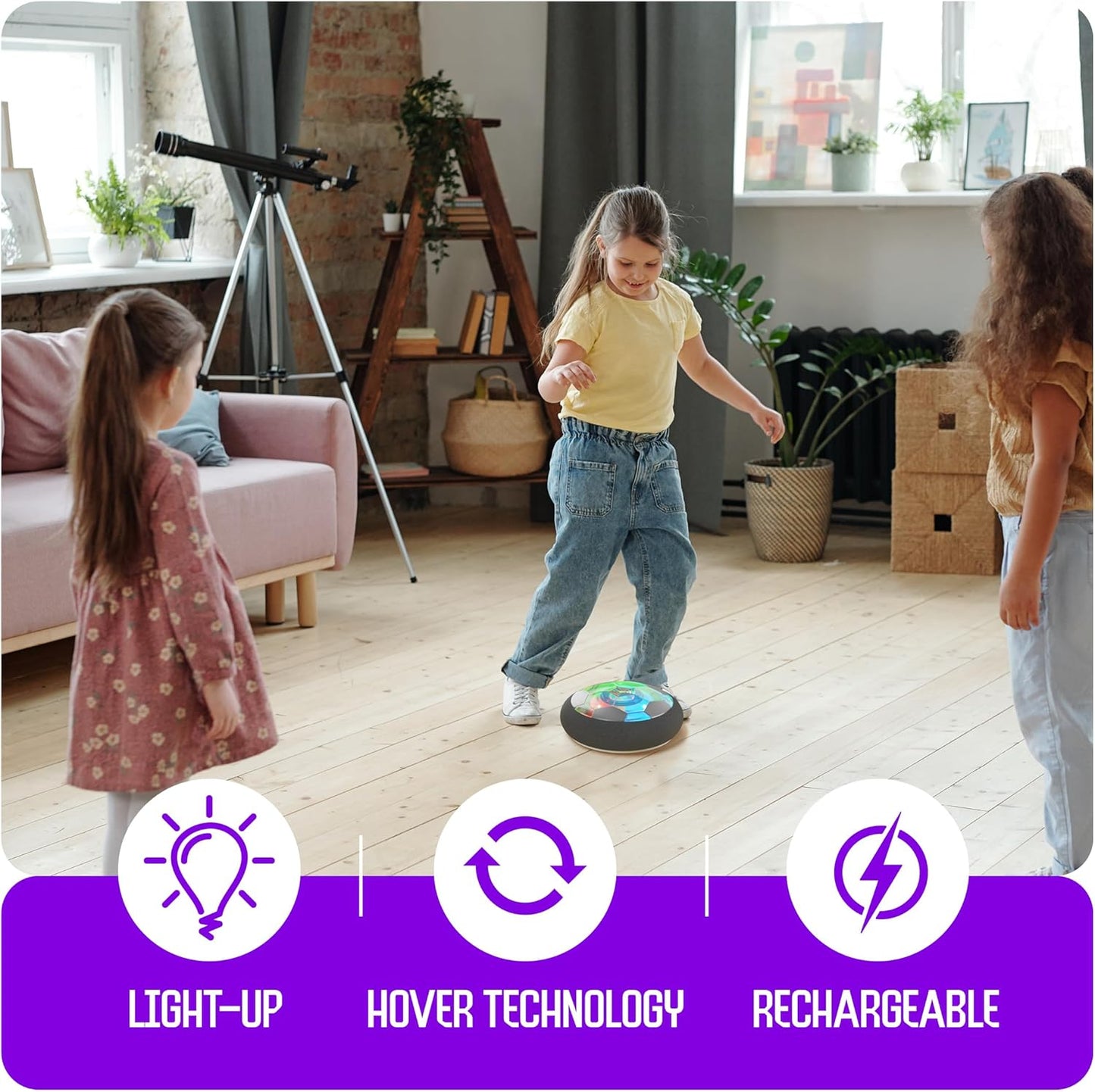 Hover Soccer Ball Indoor Toy Game with Light-Up Features Aged 6+