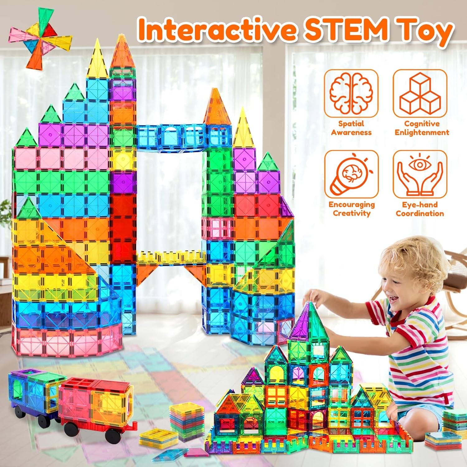Magnetic Building Blocks Set - 100 Pieces Educational Toys for Toddlers and Kids Ages 3+, Learning and Creative Play