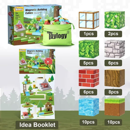 Magnetic Building Blocks - Mine Magnet World Edition, Montessori Magnetic Tiles,Aged 3+, Ideal Sensory Toys
