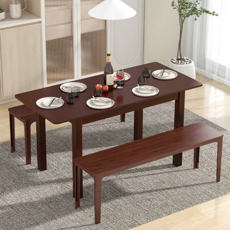 Extendable Folding Dining Table Featuring a Rubber Wood Frame and Safety Locks