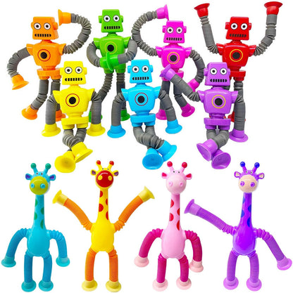 Pop Tubes Robot Fidget Toys 7 Pack of Colorful Telescopic Suction Cup Robotics-Ages 5+ Ideal Sensory Toys for Autism