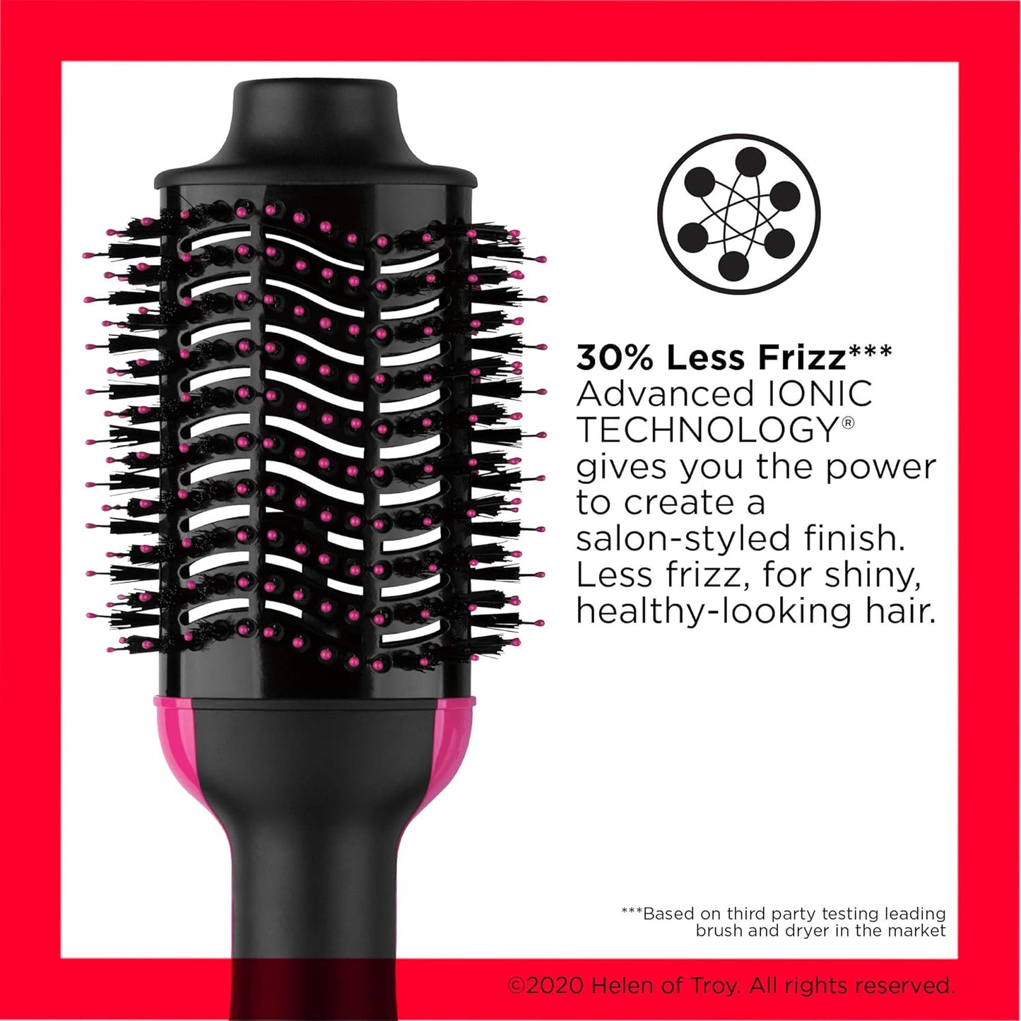 Tourmaline Ionic Technology One-Step Volumizer and Hair Dryer with Hot Air Brush, Multiple Heat Settings, and Reduced Frizz - Black