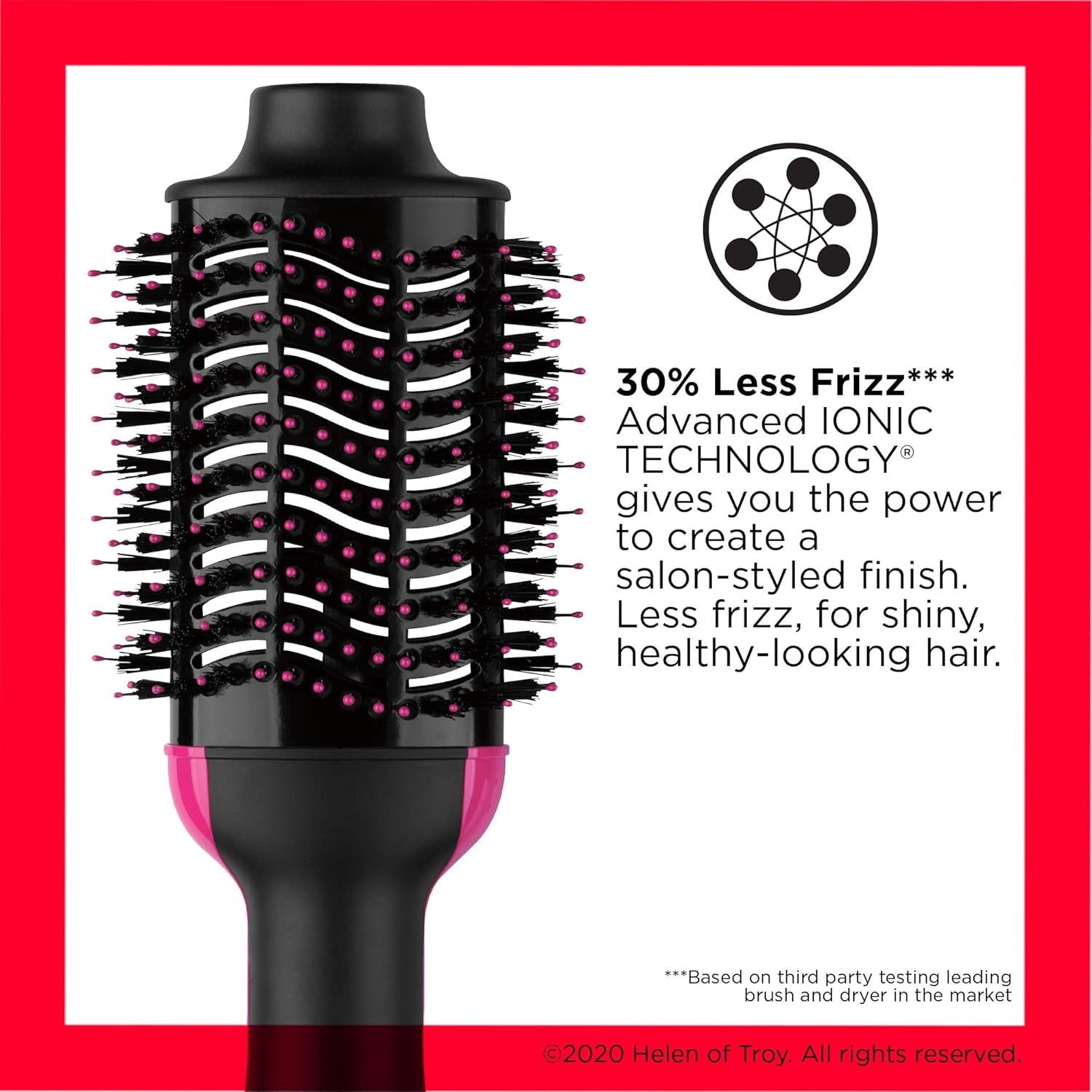 Tourmaline Ionic Technology One-Step Volumizer and Hair Dryer with Hot Air Brush, Multiple Heat Settings, and Reduced Frizz - Black
