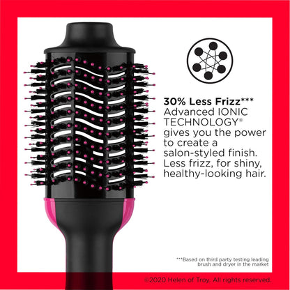 Tourmaline Ionic Technology One-Step Volumizer and Hair Dryer with Hot Air Brush, Multiple Heat Settings, and Reduced Frizz - Black