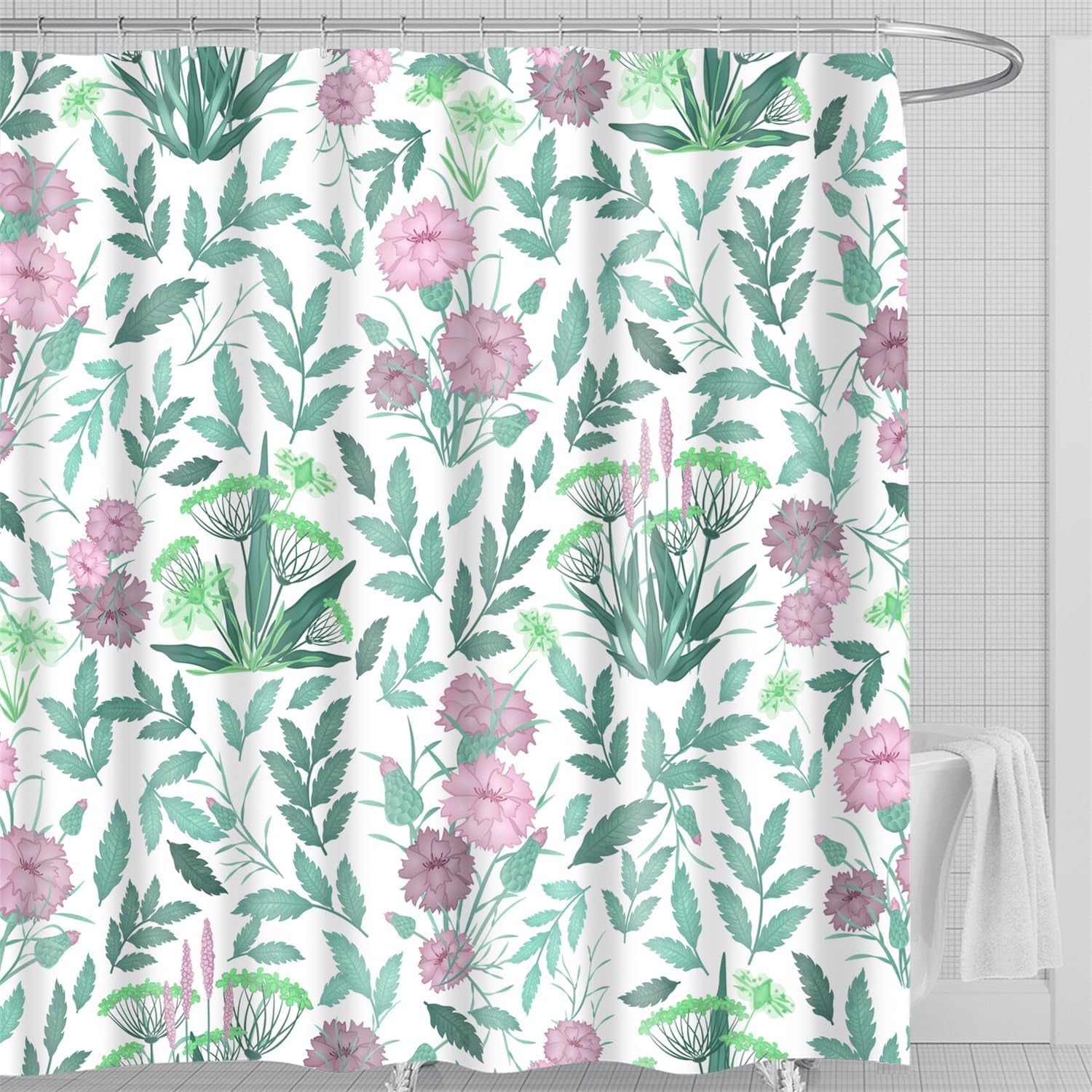 Waterproof Fabric Shower Curtain featuring Banff National Park Smoky Mountain Design, 12 Hooks, 71" x 71" (180 cm x 180 cm), Dark Gray