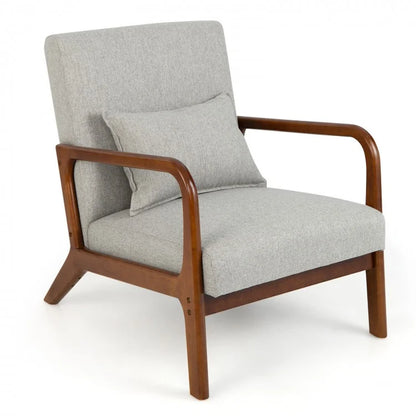 Contemporary Accent Chair Featuring a Rubber Wood Frame and Lumbar Support Pillow