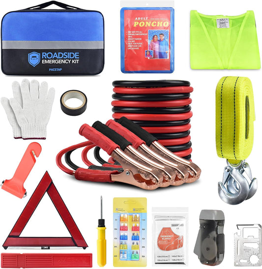 Comprehensive Car Roadside Emergency Kit: Essential Automotive Safety Tools Including Jumper Cables