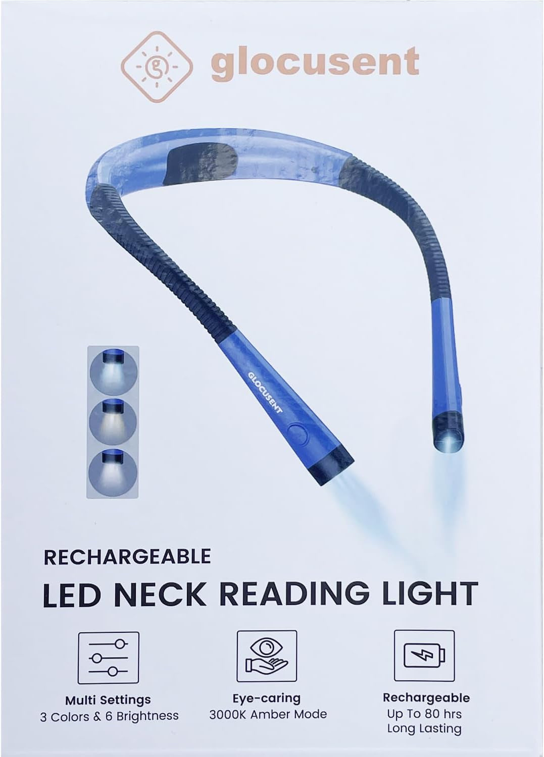 Rechargeable Book Light with 3 Color Temperatures and Flexible Neck - 80 Hours of Use for Reading, Knitting, Camping, and Repairing - Ideal Gift for Avid Readers