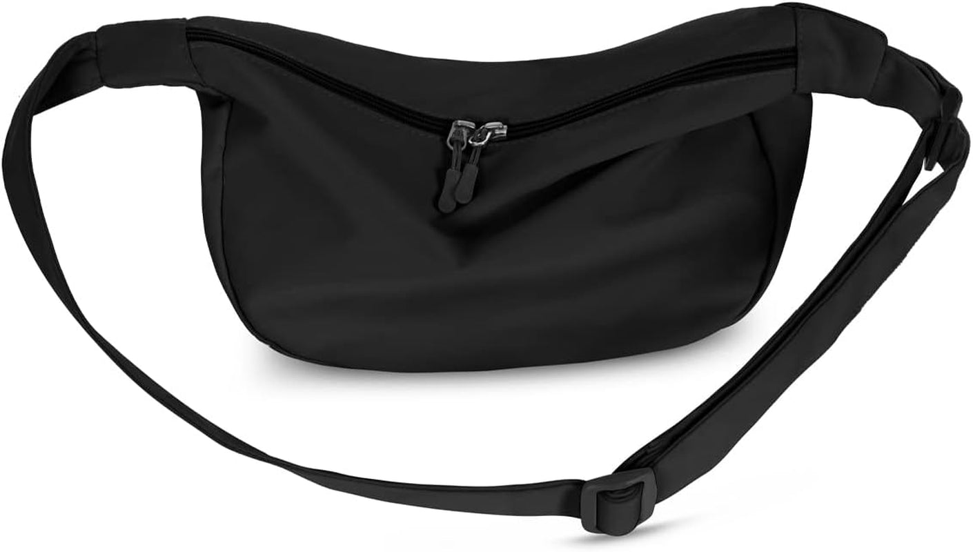 Trendy Mini Crescent Sling Crossbody Bag for Men and Women, Lightweight Nylon with Adjustable Strap and Dual Zippers