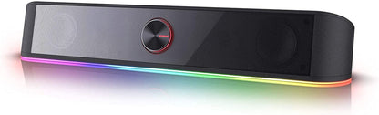 RGB Desktop Soundbar - 2.0 Channel Computer Speaker with Dynamic Audio-Light Sync, Touch-Control Backlit Volume Knob, USB Powered with 3.5mm Cable