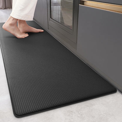 Waterproof Cushioned Anti-Fatigue Kitchen Mat, Non-Slip Rubber Runner, 44x150 cm (17"x59") - Black