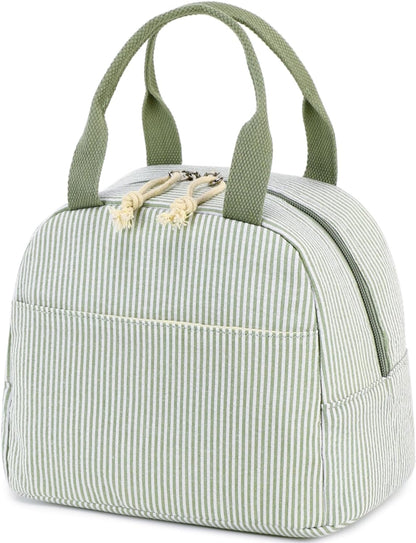 Corduroy Insulated Lunch Tote Bag for Men and Women - Reusable Large Capacity Cooler for Work, Picnics, and Travel (Strawberry Design)
