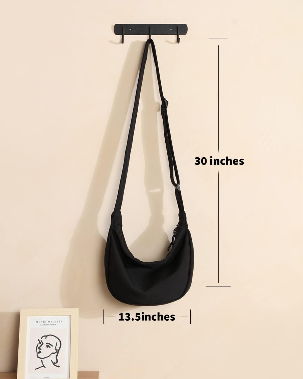 Trendy Mini Crescent Sling Crossbody Bag for Men and Women, Lightweight Nylon with Adjustable Strap and Dual Zippers