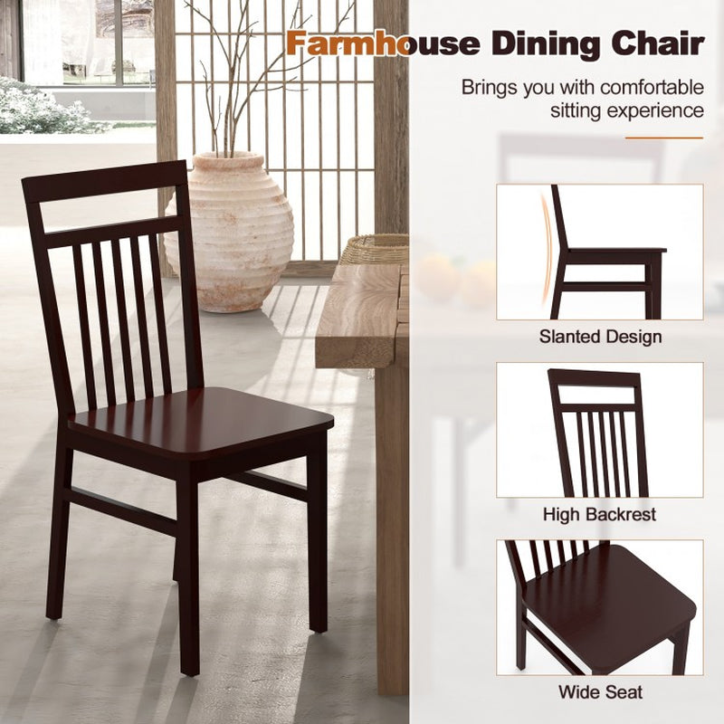 Set of 2 Farmhouse Dining Chairs with Angled High Backrest