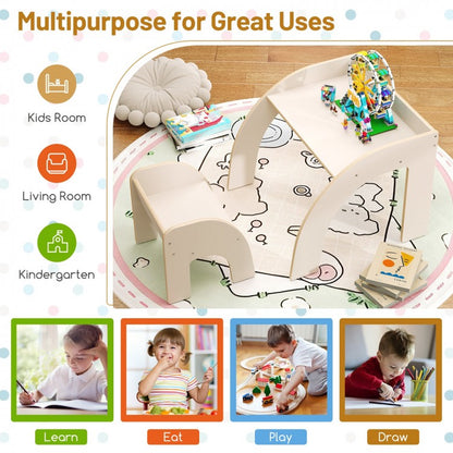 Children's Table and Chair Set Featuring a Spacious Tabletop and Safety-Designed Curved Edges for Playrooms