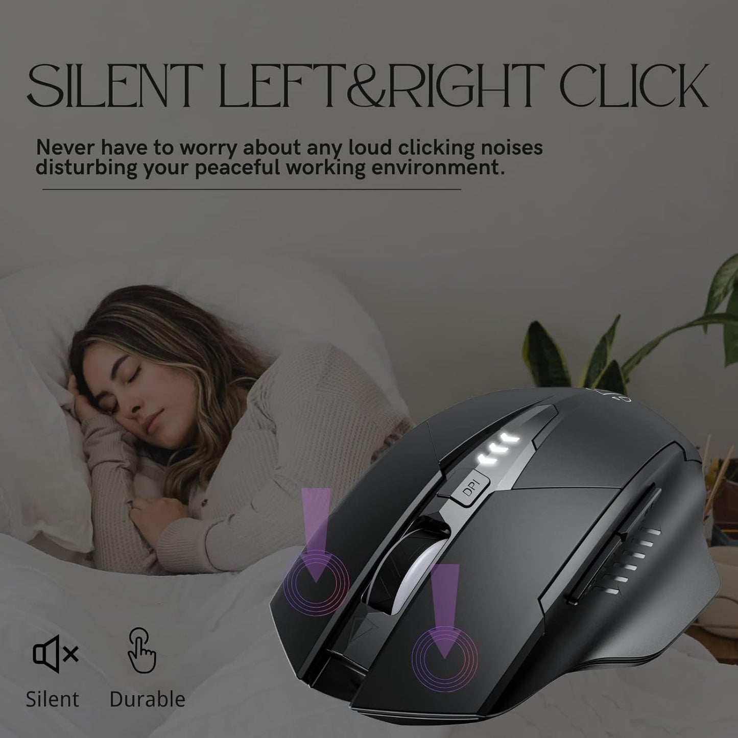 Wireless Mouse,Rechargeable Mouse Wireless 2.4G USB Ergonomic Computer Mouse(Battery Level Visible),Silent Wireless Mice for Laptop PC Computer, 3 Levels Dpi(Black)