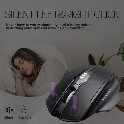 Wireless Mouse,Rechargeable Mouse Wireless 2.4G USB Ergonomic Computer Mouse(Battery Level Visible),Silent Wireless Mice for Laptop PC Computer, 3 Levels Dpi(Black)