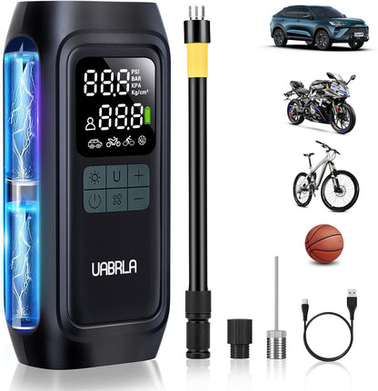 Portable Tire Inflator - Air Compressor, 150 PSI, 20,000 mAh Cordless Design, Automatic Shut-Off, Digital Gauge - Cars, Motorcycles, Sports Equipment
