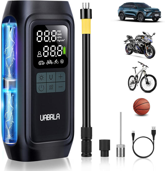 Portable Tire Inflator - Air Compressor, 150 PSI, 20,000 mAh Cordless Design, Automatic Shut-Off, Digital Gauge - Cars, Motorcycles, Sports Equipment